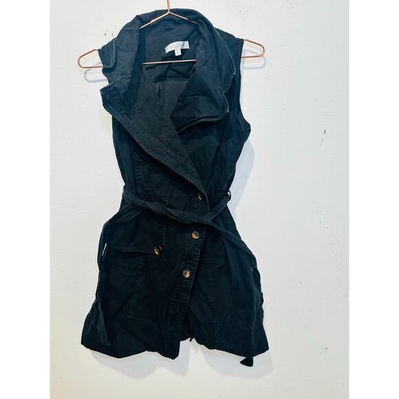 TOCCIN x RTR Black Sleeveless Collar Front Button Trench Wrap Midi Dress Size 8 - Picture 3 of 12